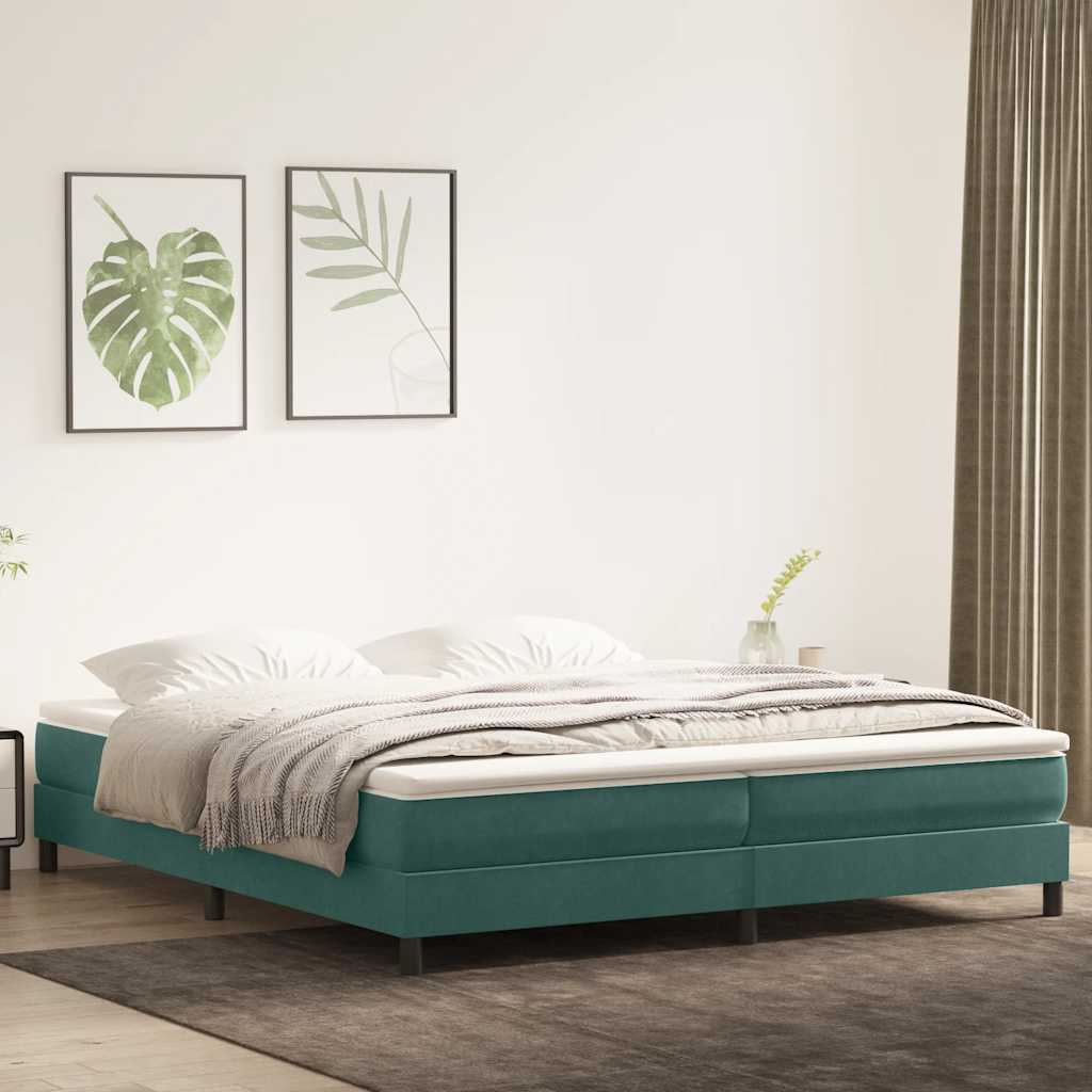 Boxspringbett mit Matratze Dunkelgrün 200x210 cm Samt