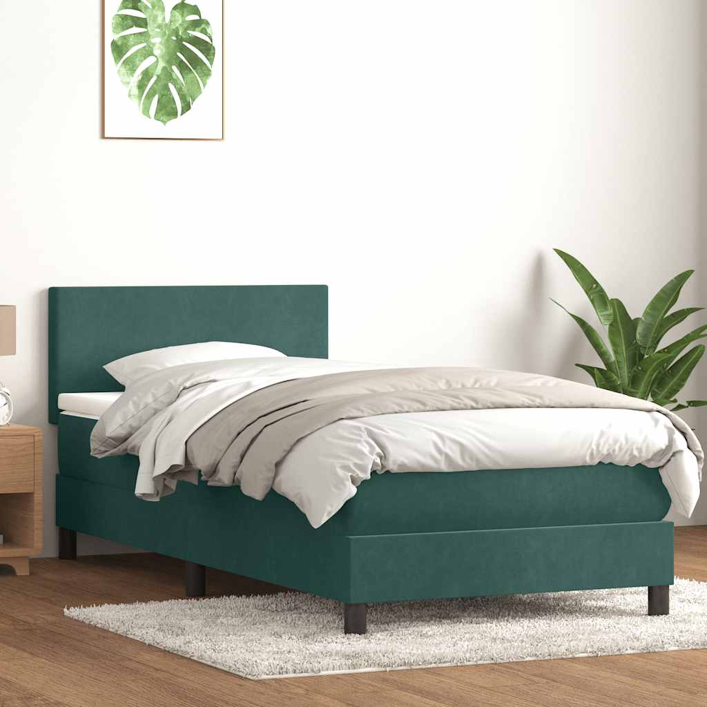 Boxspringbett mit Matratze Dunkelgrün 100x210 cm Samt