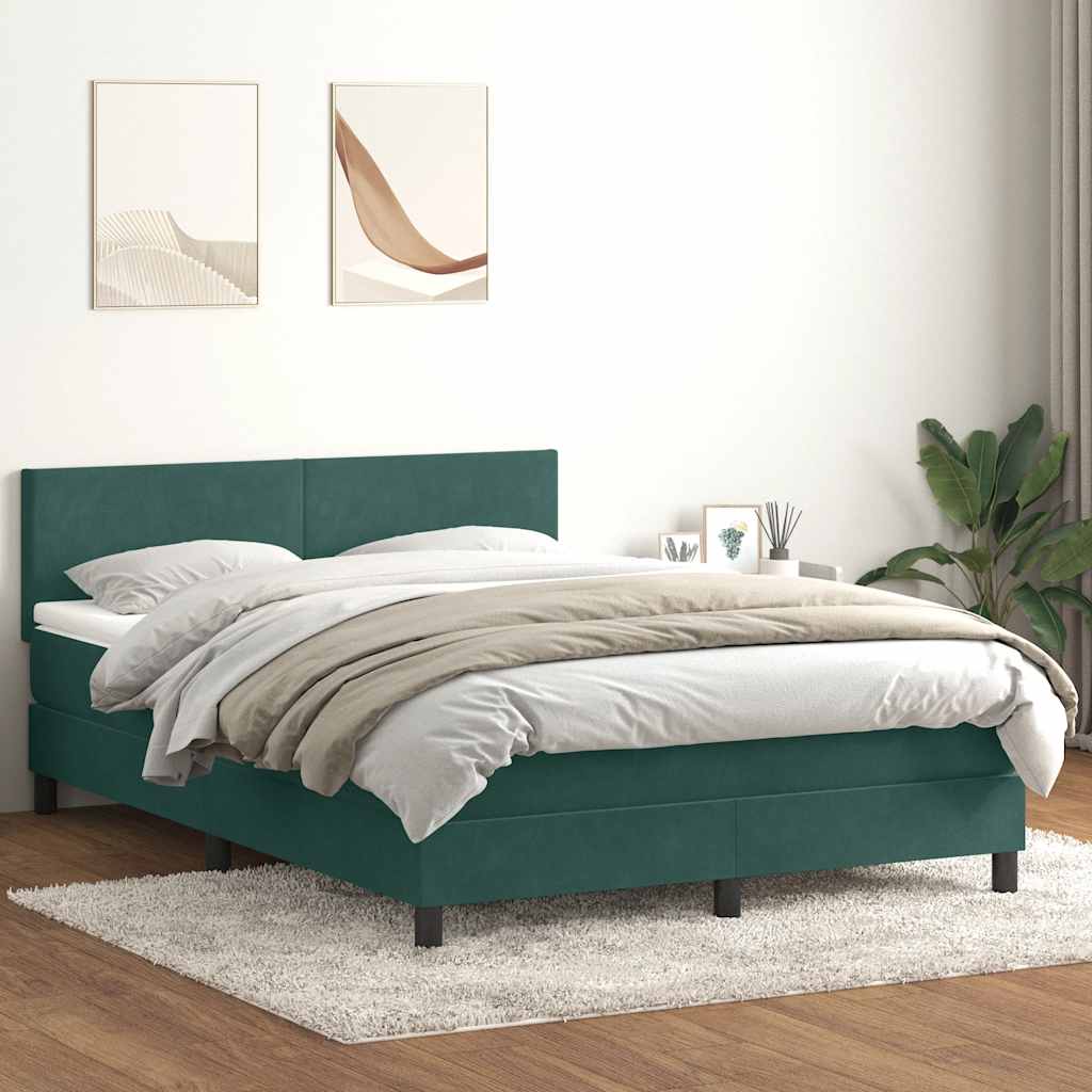 Boxspringbett mit Matratze Dunkelgrün 140x210 cm Samt