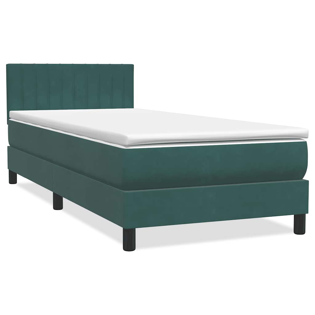 Boxspringbett mit Matratze Dunkelgrün 80x220 cm Samt