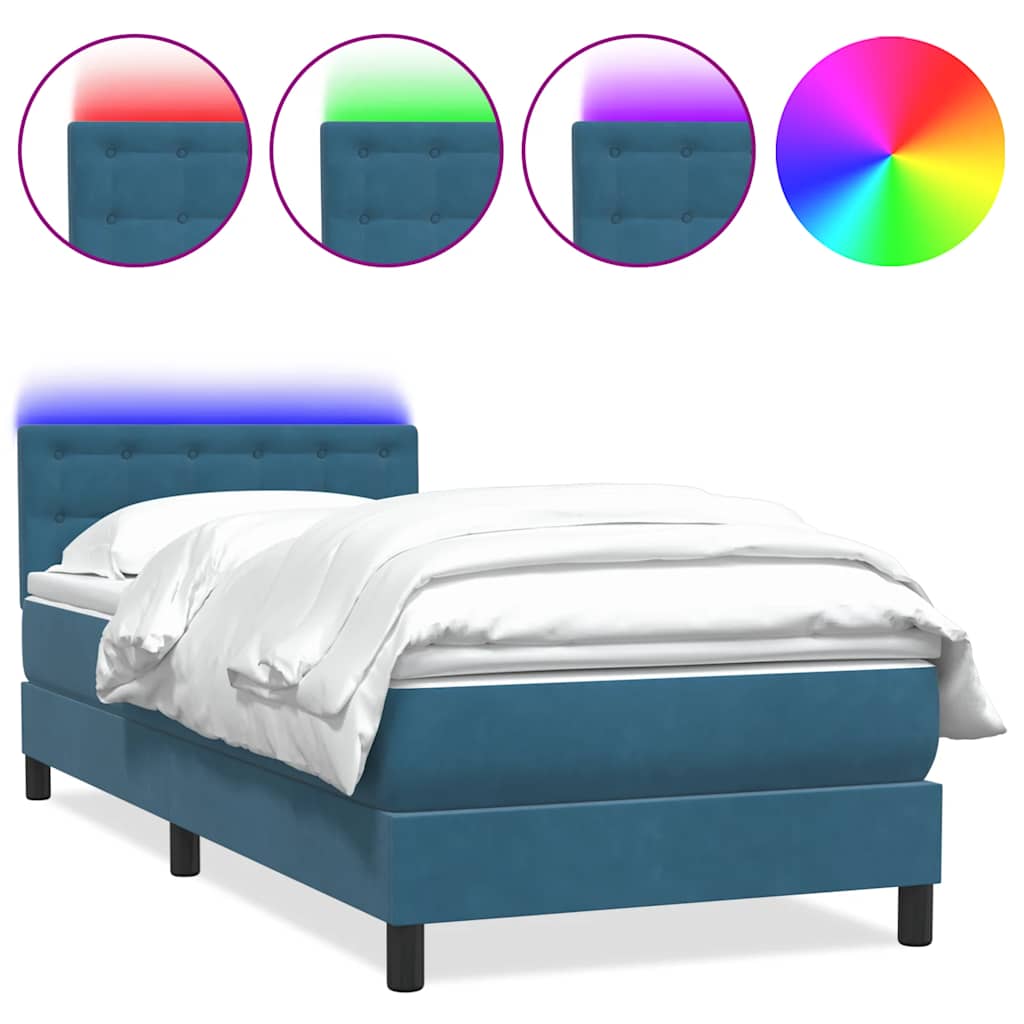 Boxspringbett mit Matratze Dunkelblau 80x220 cm Samt