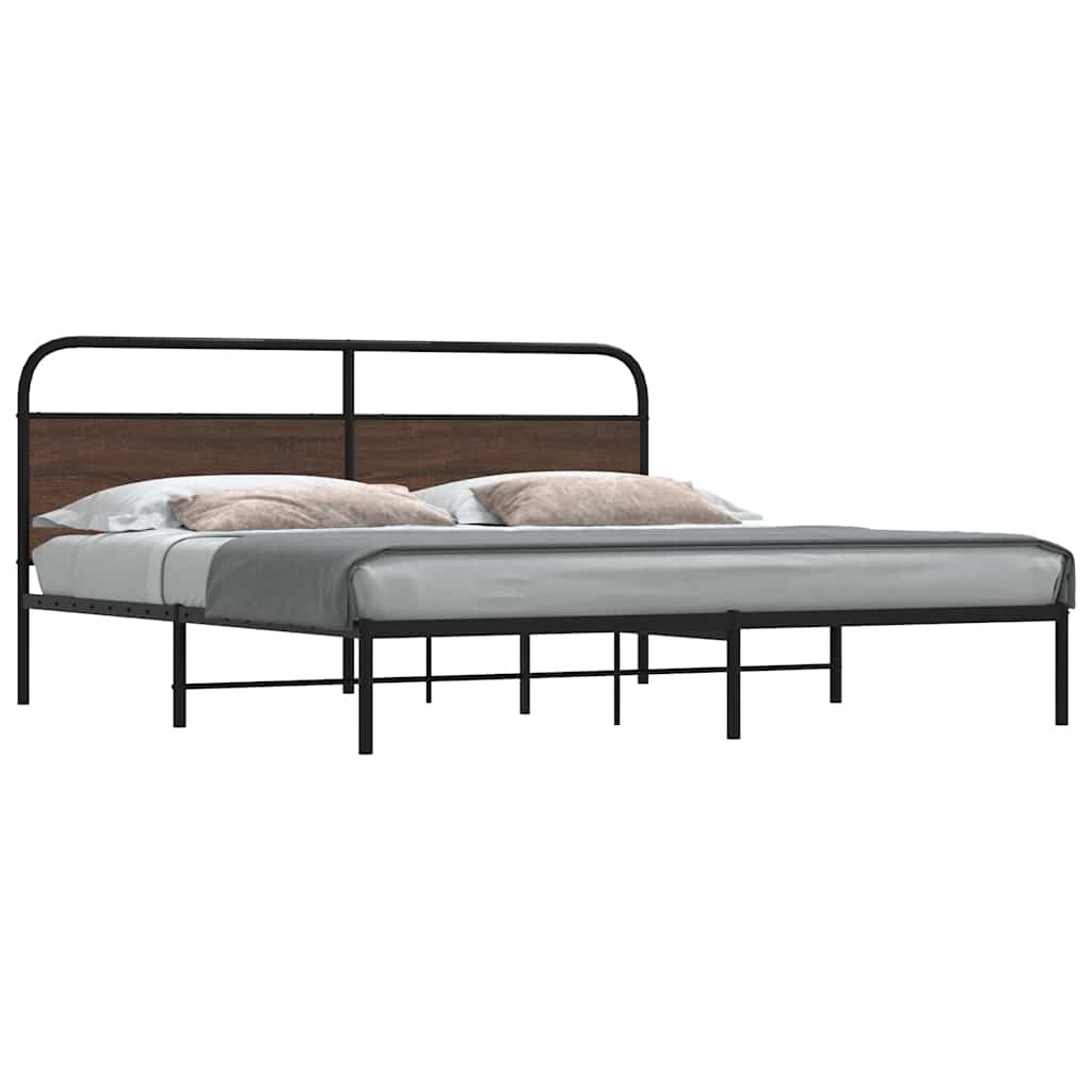 Metallbett ohne Matratze Braun Eichen-Optik 200x200 cm