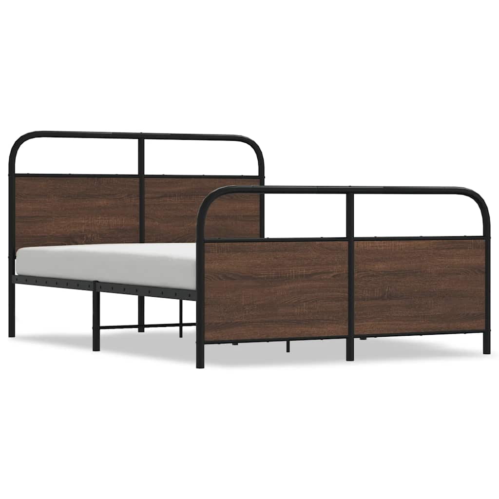 Metallbett ohne Matratze Braun Eichen-Optik 137x190 cm