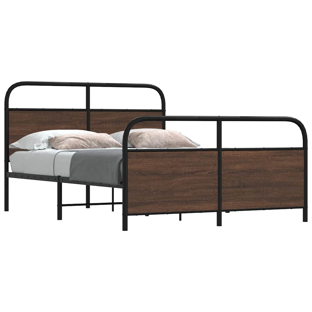 Metallbett ohne Matratze Braun Eichen-Optik 140x190 cm