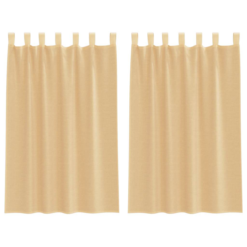 Voile Vorhänge mit Stangentaschen 2 Stk. Sandfarbe