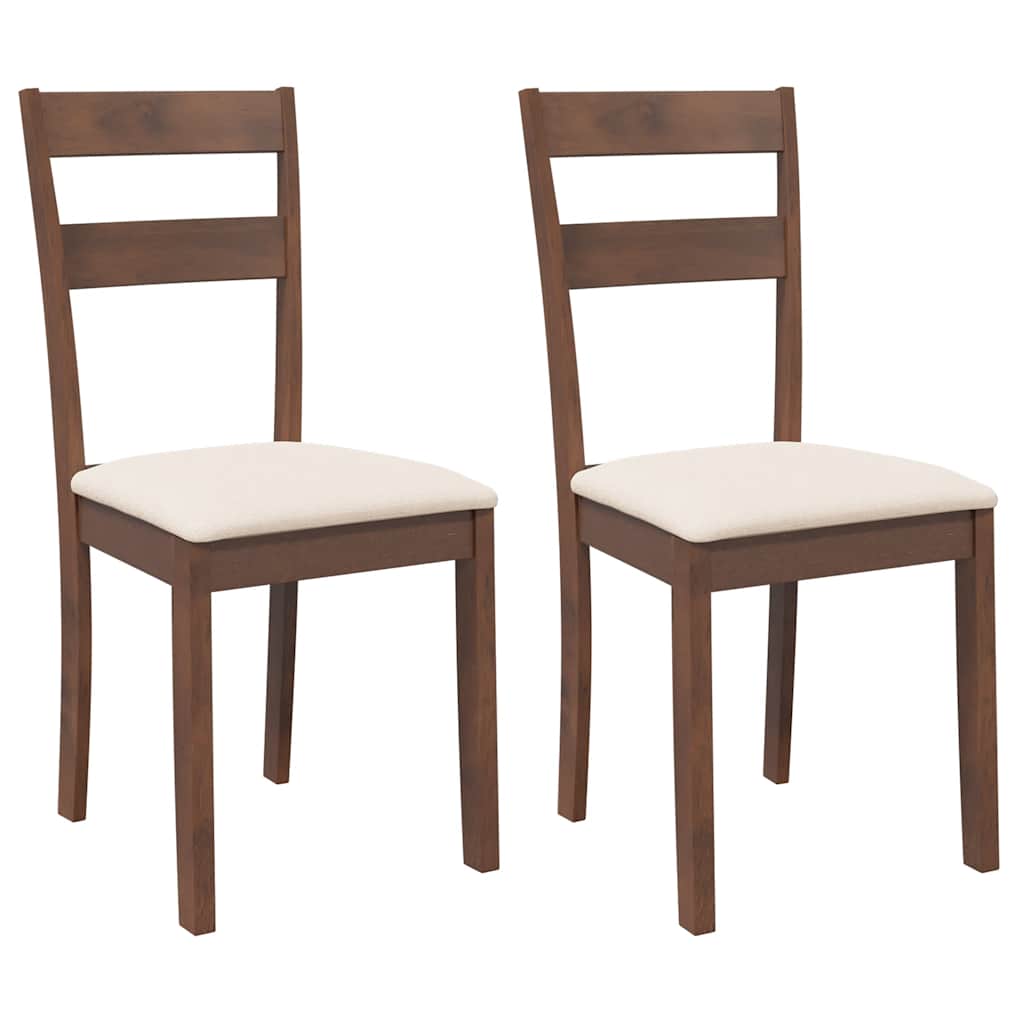 Esszimmerstühle mit Kissen 2 Stk. Braun Massivholz Gummibaum