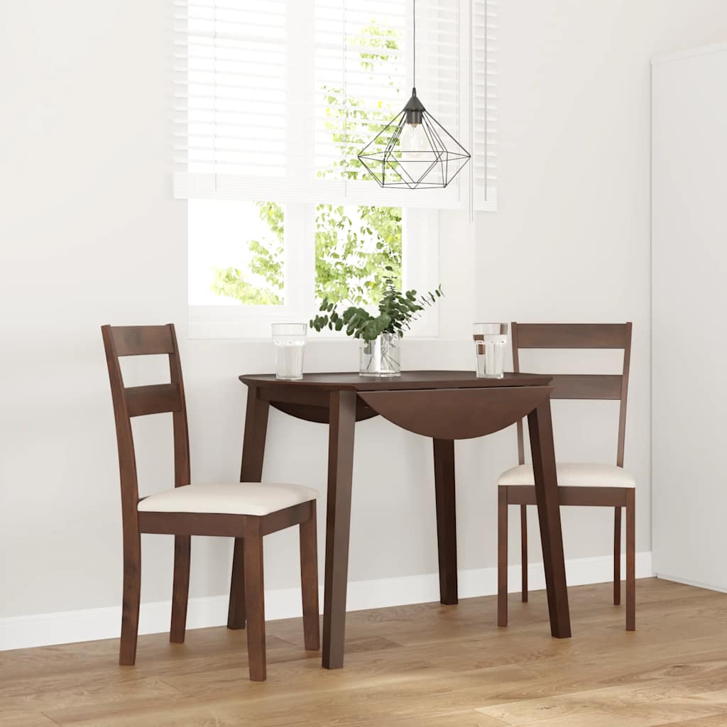 Esszimmerstühle mit Kissen 2 Stk. Braun Massivholz Gummibaum
