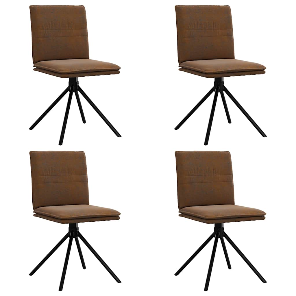Esszimmerstühle 4 Stk. Braun Kunstleder in Wildleder-Optik