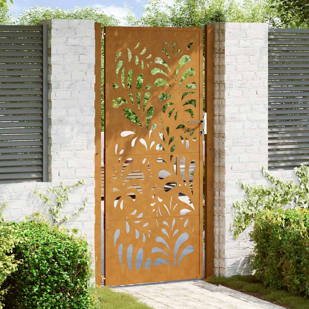 Gartentor 105x205 cm Wetterfester Stahl Wellen-Design