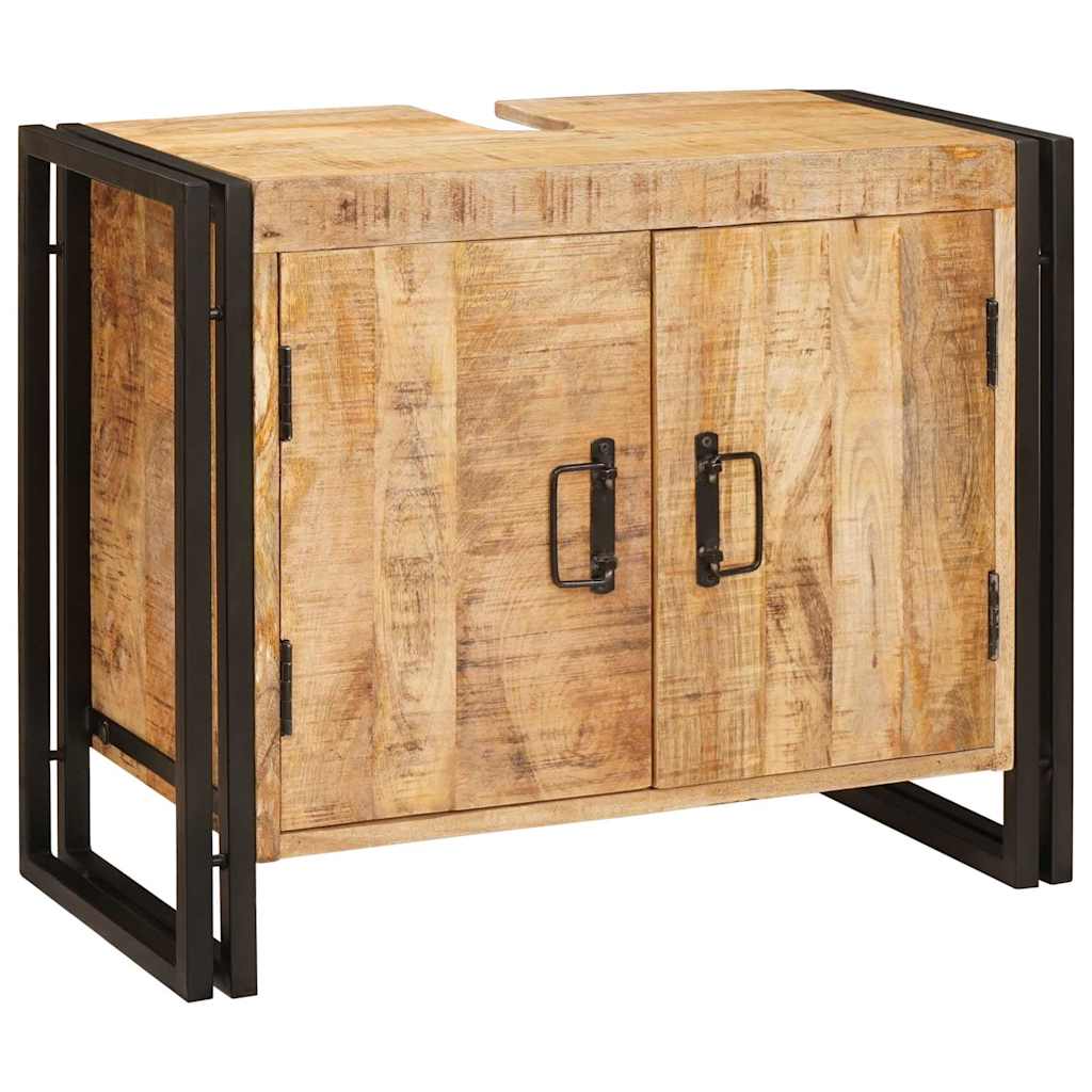 Waschbeckenunterschrank mit Tür Massives Mango-Holz, Eisen