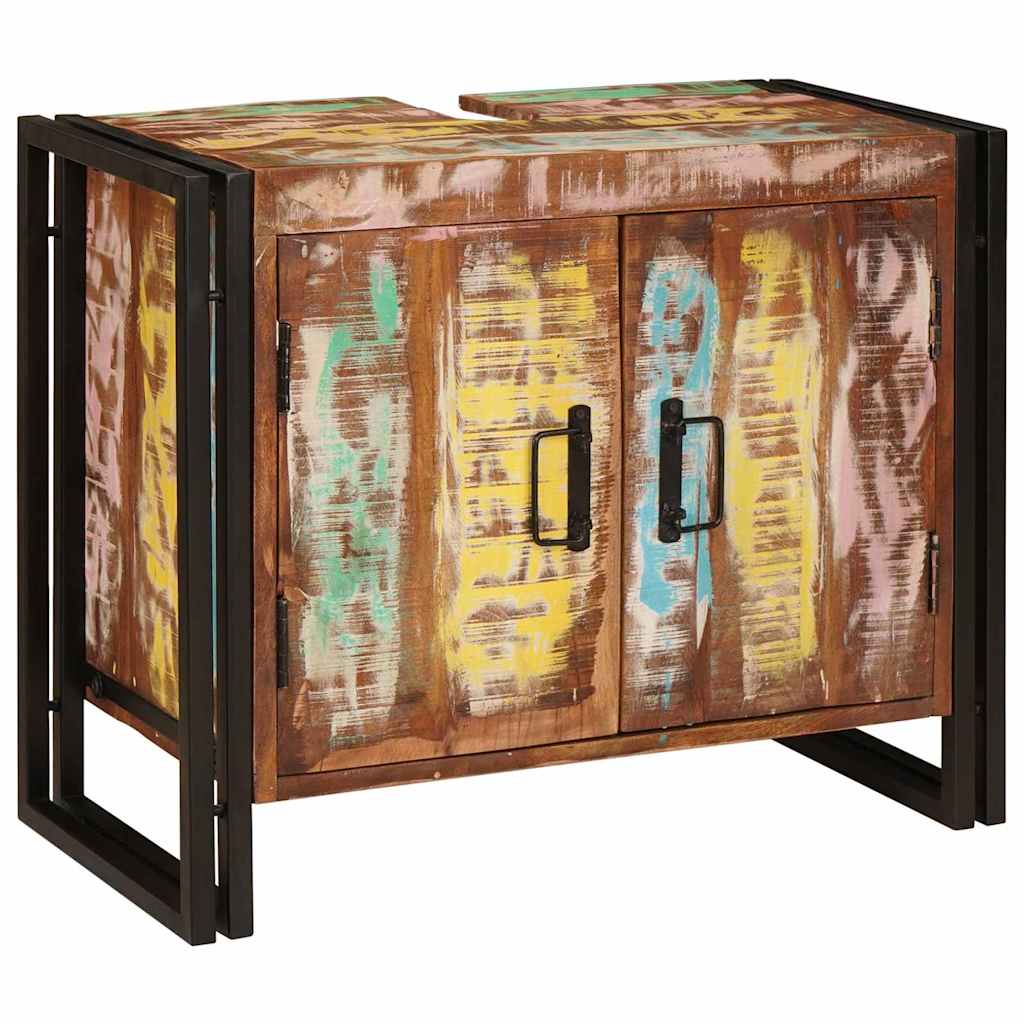 Waschbeckenunterschrank mit Tür Massives Reclaimed-Holz, Eisen