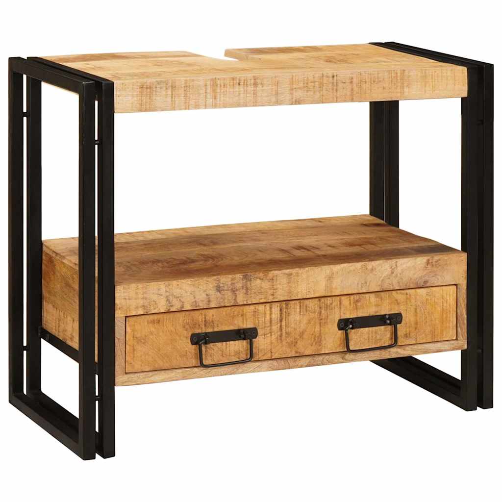 Waschbeckenunterschrank mit Regal Massives Mango-Holz, Eisen