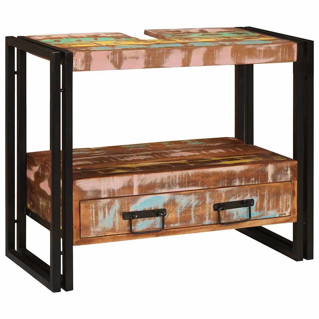 Waschbeckenunterschrank Massives Reclaimed-Holz, Eisen