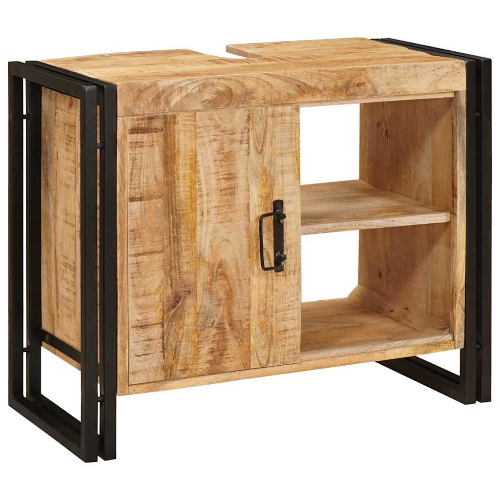 Waschbeckenunterschrank mit Tür Massives Mango-Holz, Eisen