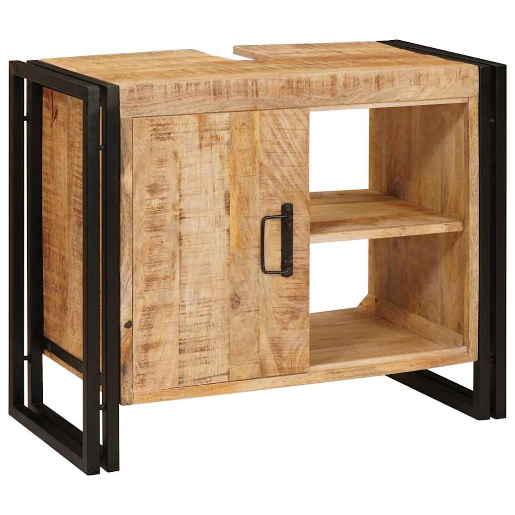 Waschbeckenunterschrank mit Tür Massives Mango-Holz, Eisen