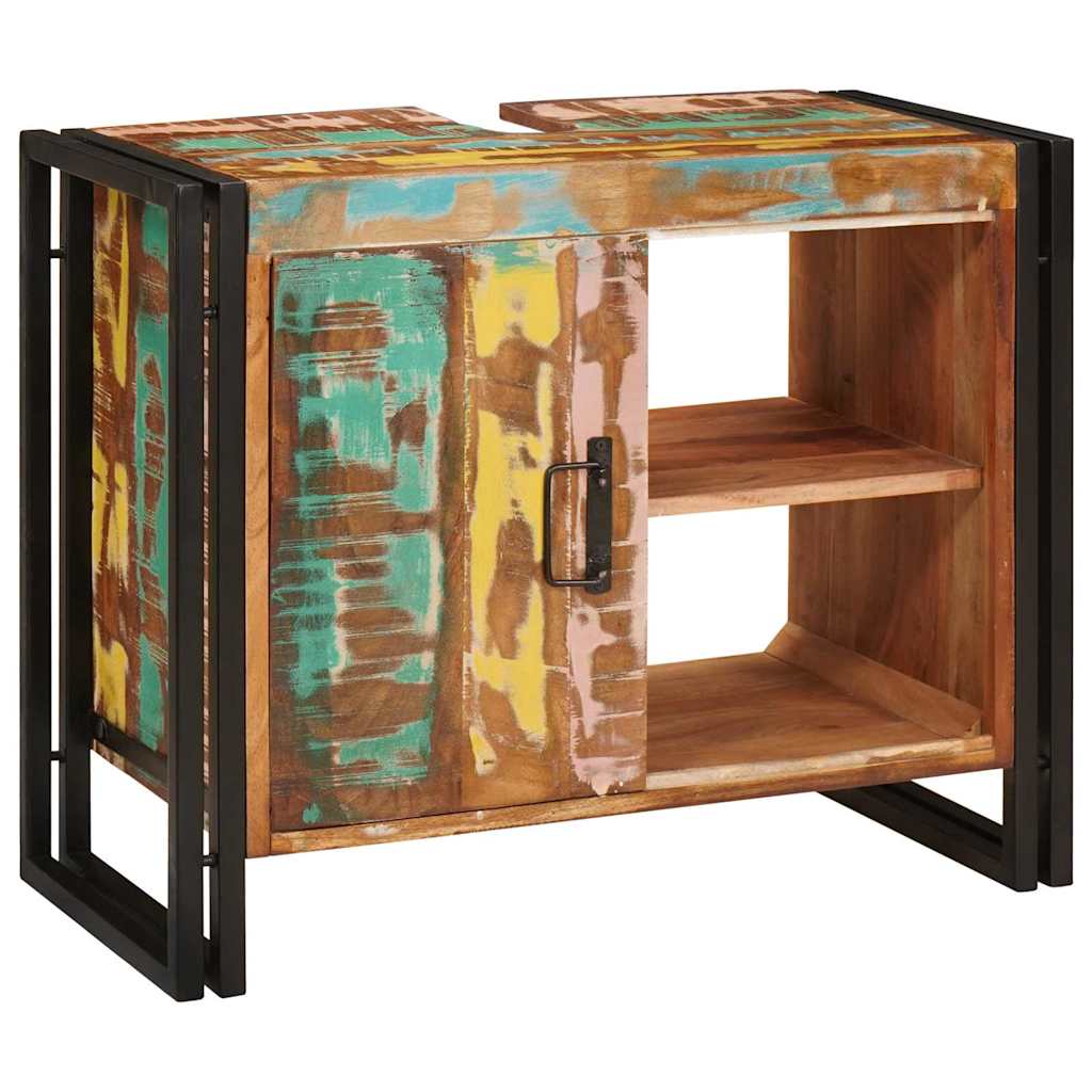 Waschbeckenunterschrank mit Tür Massives Reclaimed-Holz, Eisen