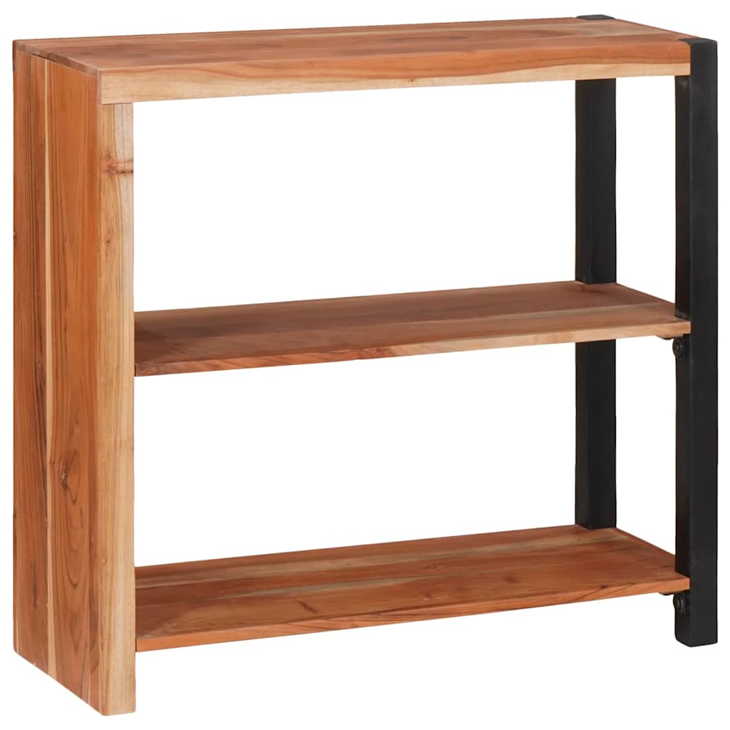 Bücherregal Braun, Schwarz 80 x 30 x 75 cm Massives Akazienholz