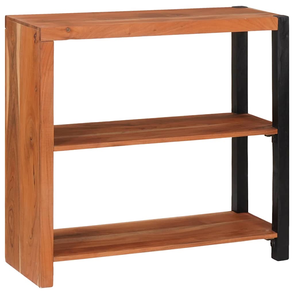 Bücherregal Braun, Schwarz 80 x 30 x 75 cm Massives Akazienholz