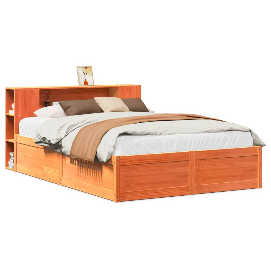 Solid wood bed without mattress wax brown 150x200 cm pinewood