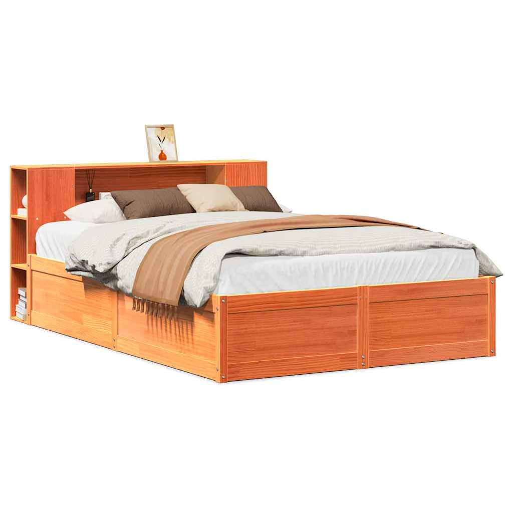 Solid wood bed without mattress wax brown 140x200 cm pinewood