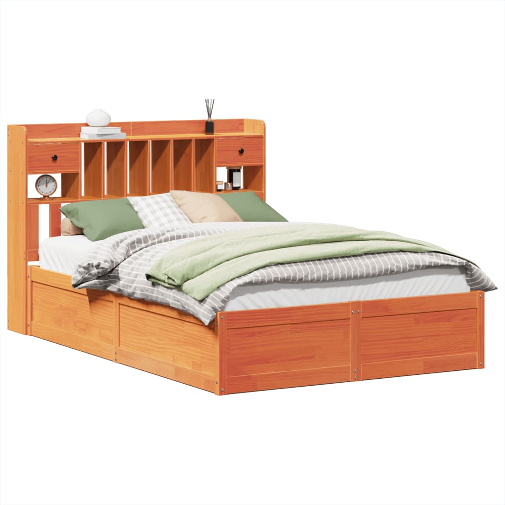 Solid wood bed without mattress wax brown 150x200 cm pinewood
