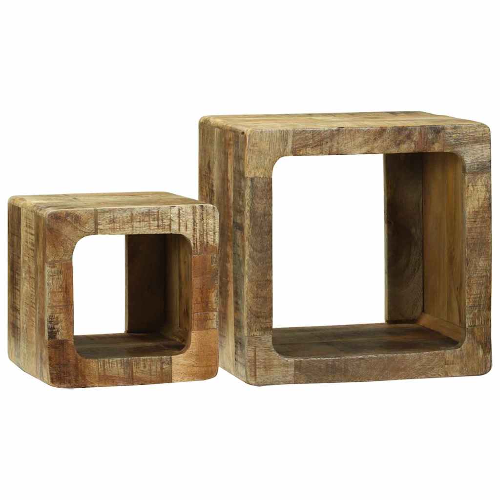 TV Einheit 2 pcs Braun 36 x 30 x 36 cm Raues Mango-Massivholz