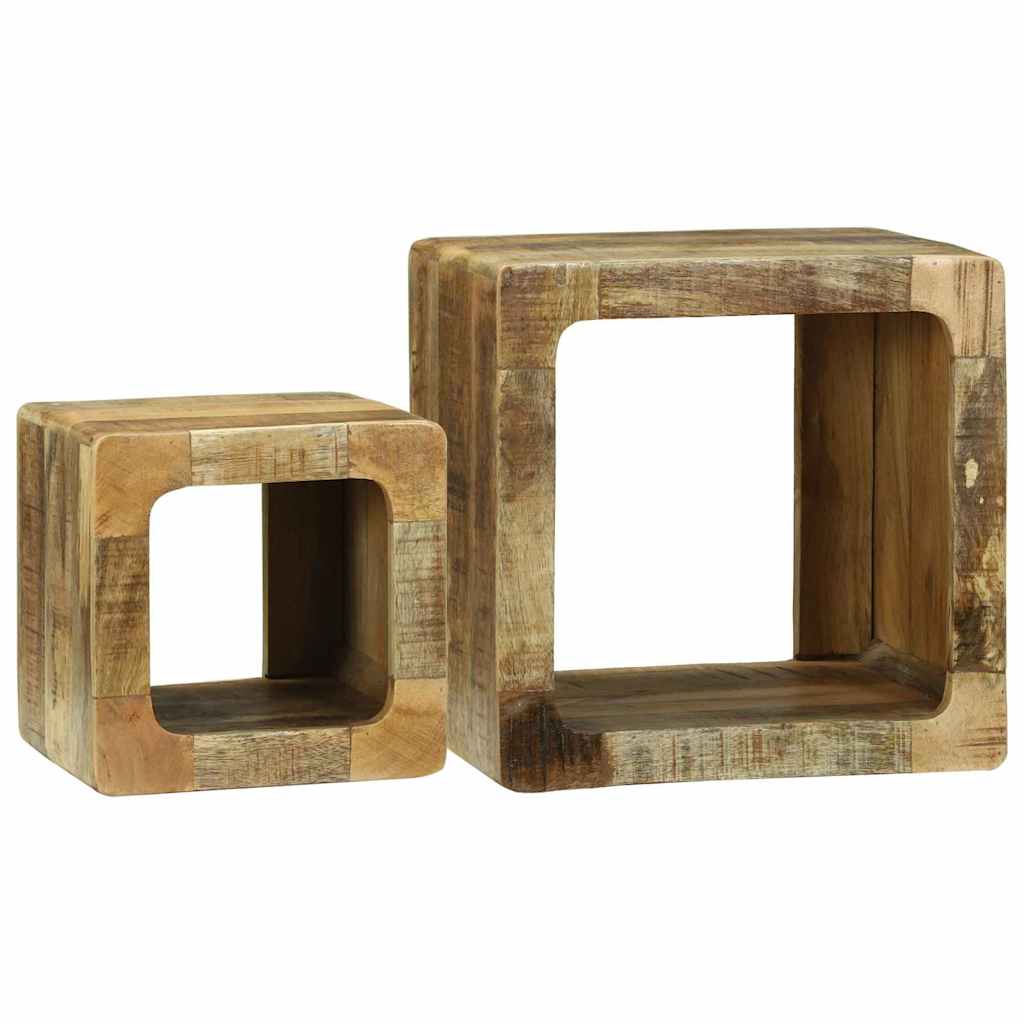 TV Einheit 2 pcs Braun 36 x 30 x 36 cm Raues Mango-Massivholz