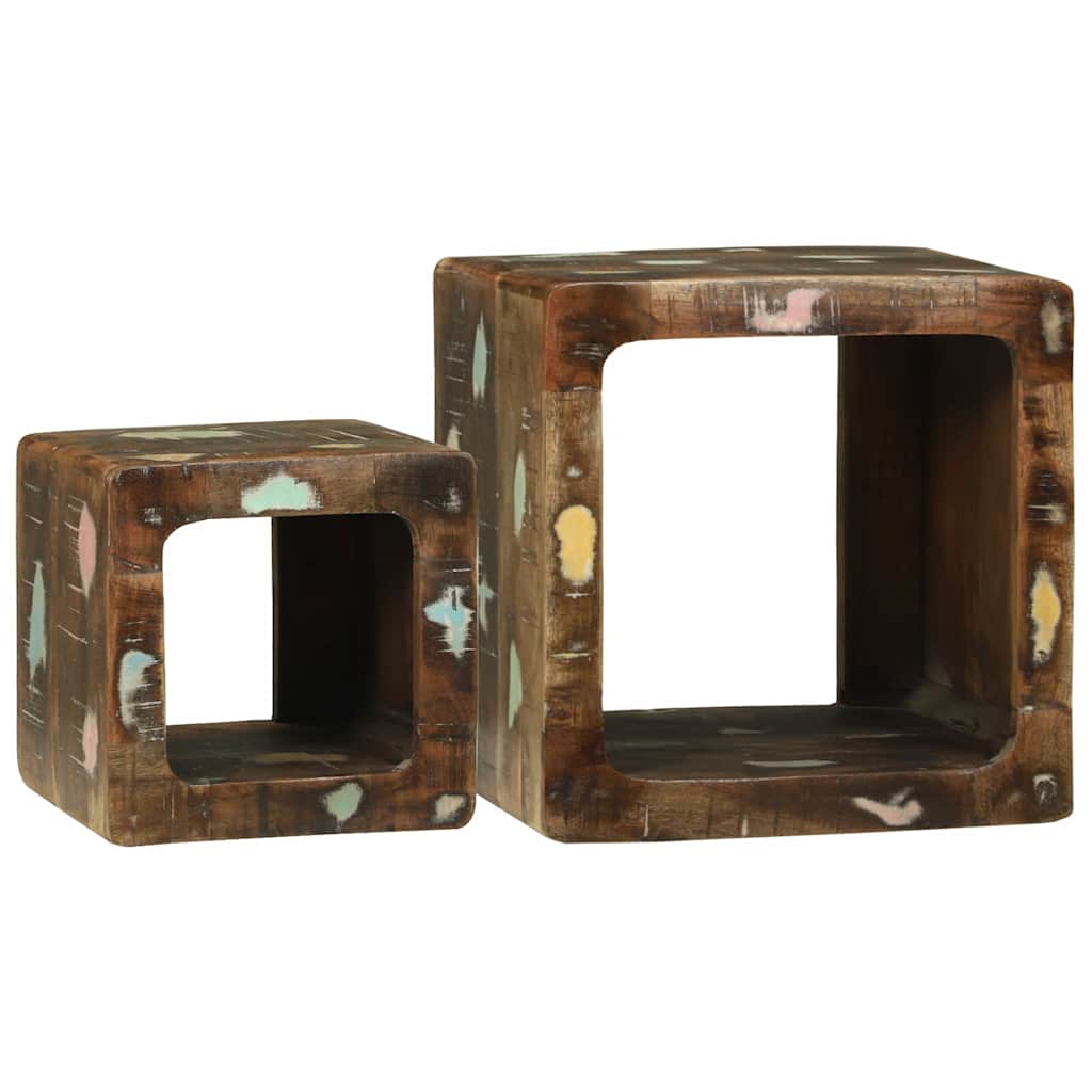 TV Einheit mit Regal 2 pcs Mehrfarbig recyceltes Massivholz