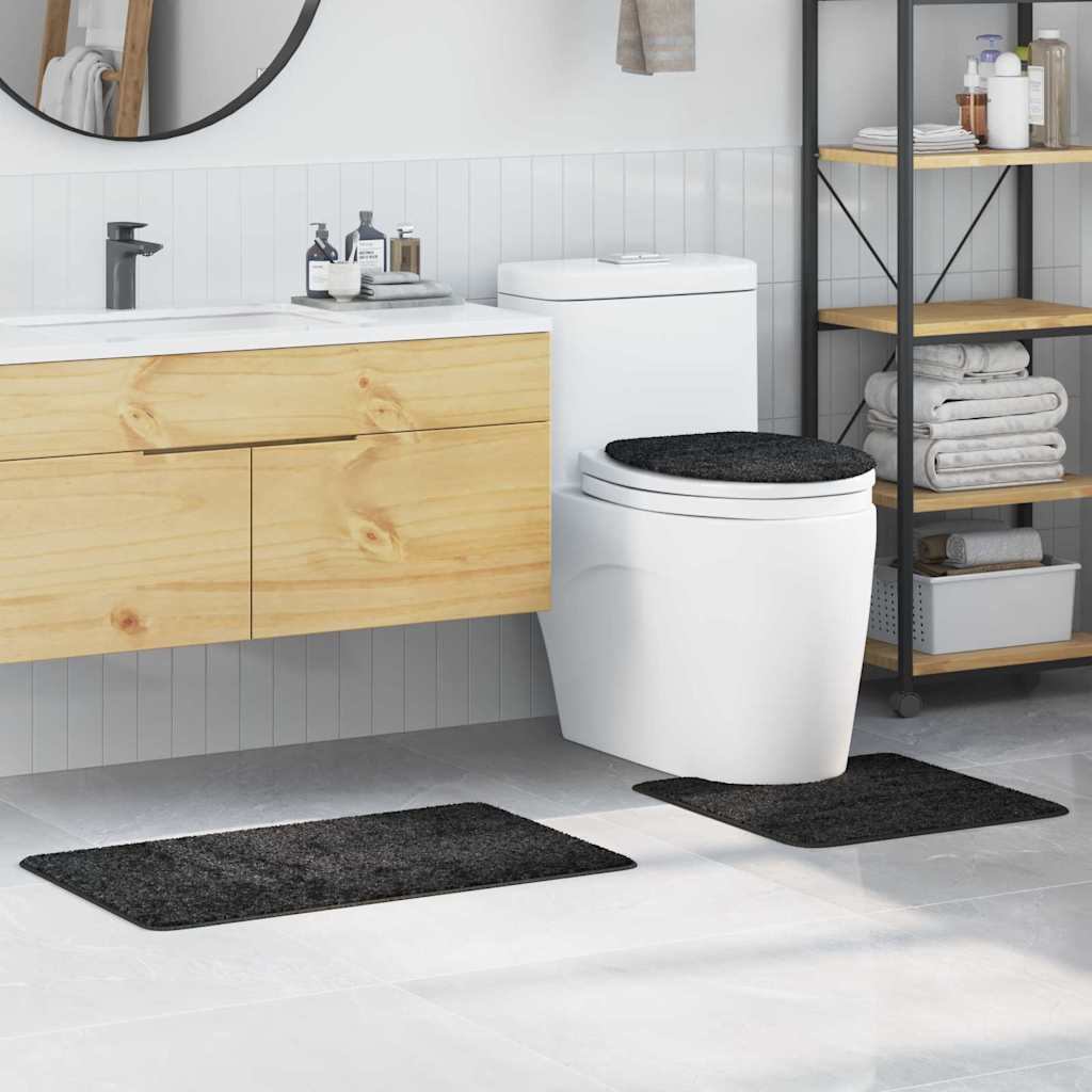 Badematte 3 pcs Dunkelgrau 50 x 50 cm Polypropylen
