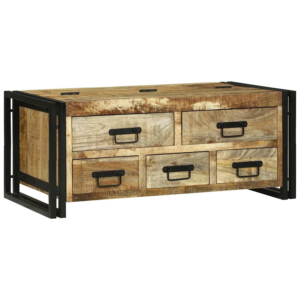 Couchtisch Braun 90 x 50 x 38 cm Raues Mango-Massivholz