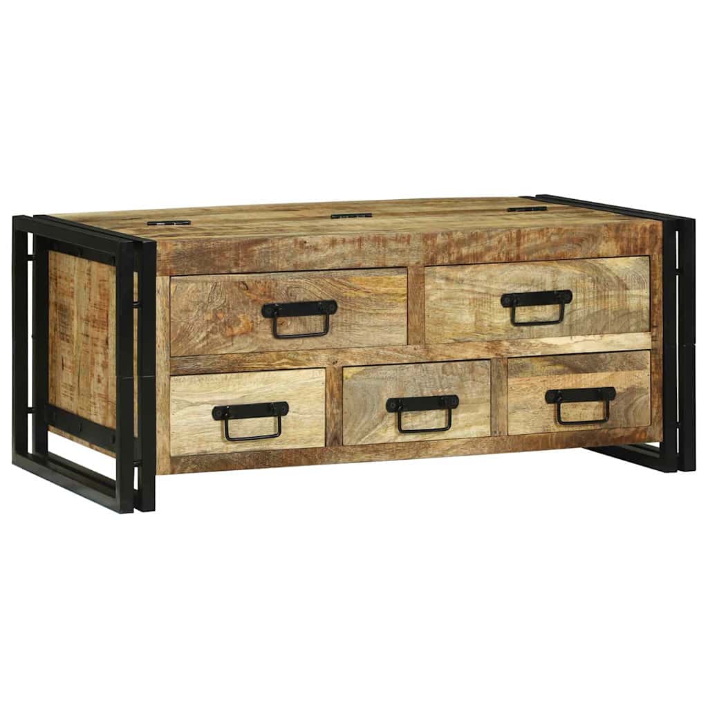 Couchtisch Braun 90 x 50 x 38 cm Raues Mango-Massivholz