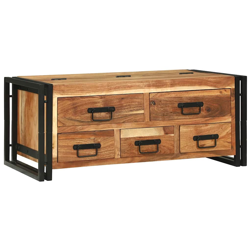Couchtisch with Drawer Braun 90 x 50 x 38 cm Akazie Massivholz