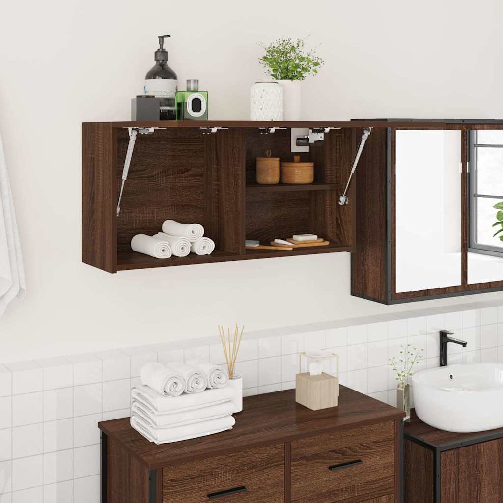 Bad-Wandschrank Braun Eichen-Optik 80x25x40 cm Holzwerkstoff