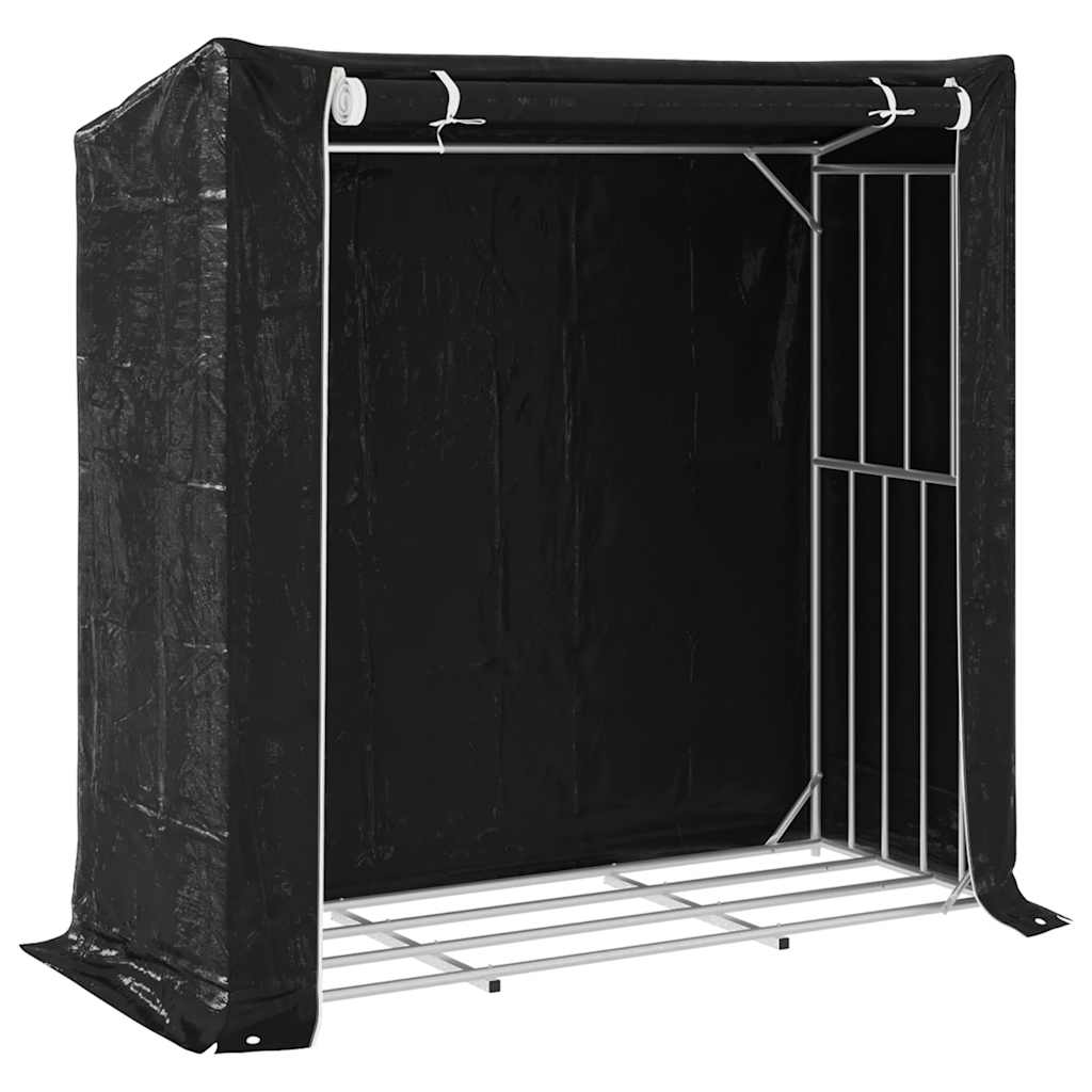 Brennholzregal mit Regenschutz 200x80x200 cm Verzinkter Stahl