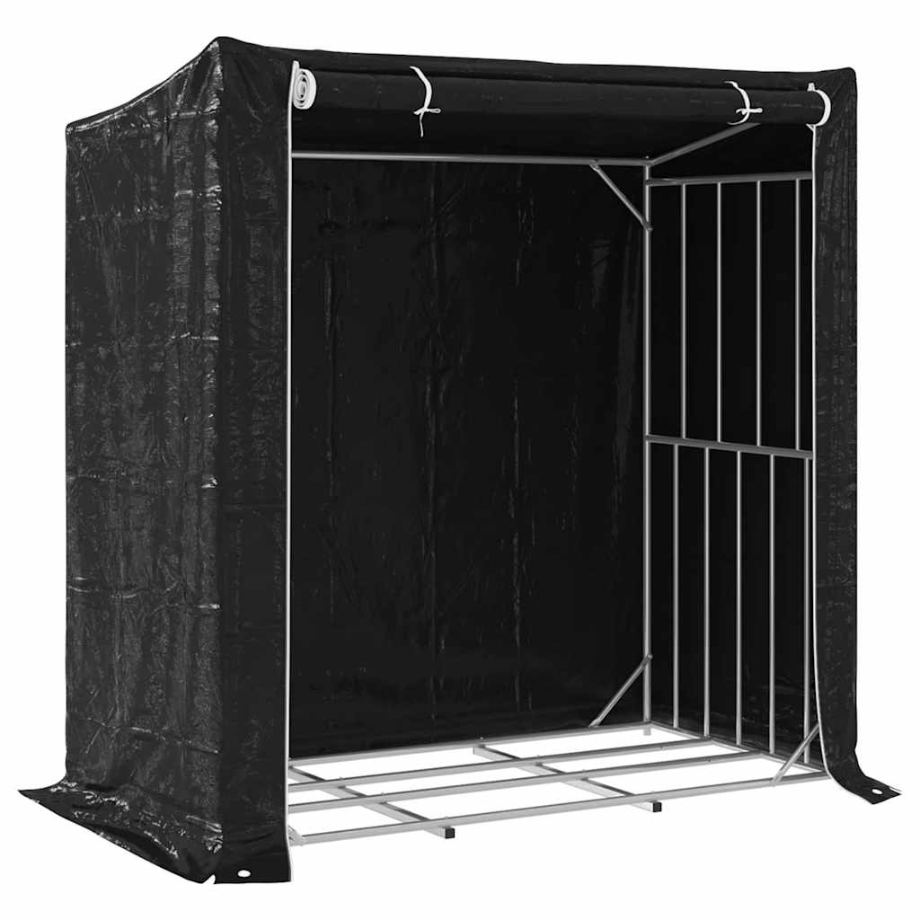 Brennholzregal mit Regenschutz 200x100x200 cm Verzinkter Stahl