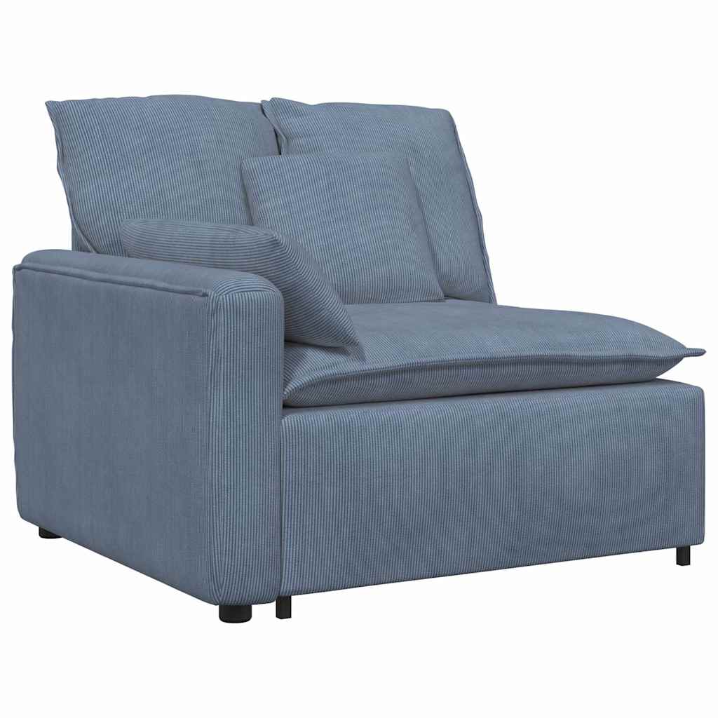 Modulares Sofa Endmodul mit Armlehne Kissen Blau 100 cm