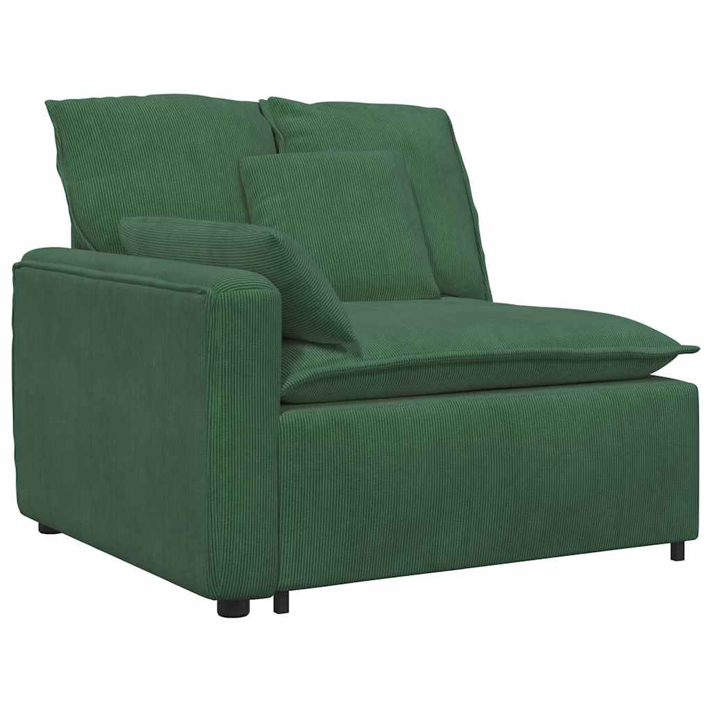 Modulares Sofa Endmodul mit Armlehne Kissen Dunkelgrün 100cm
