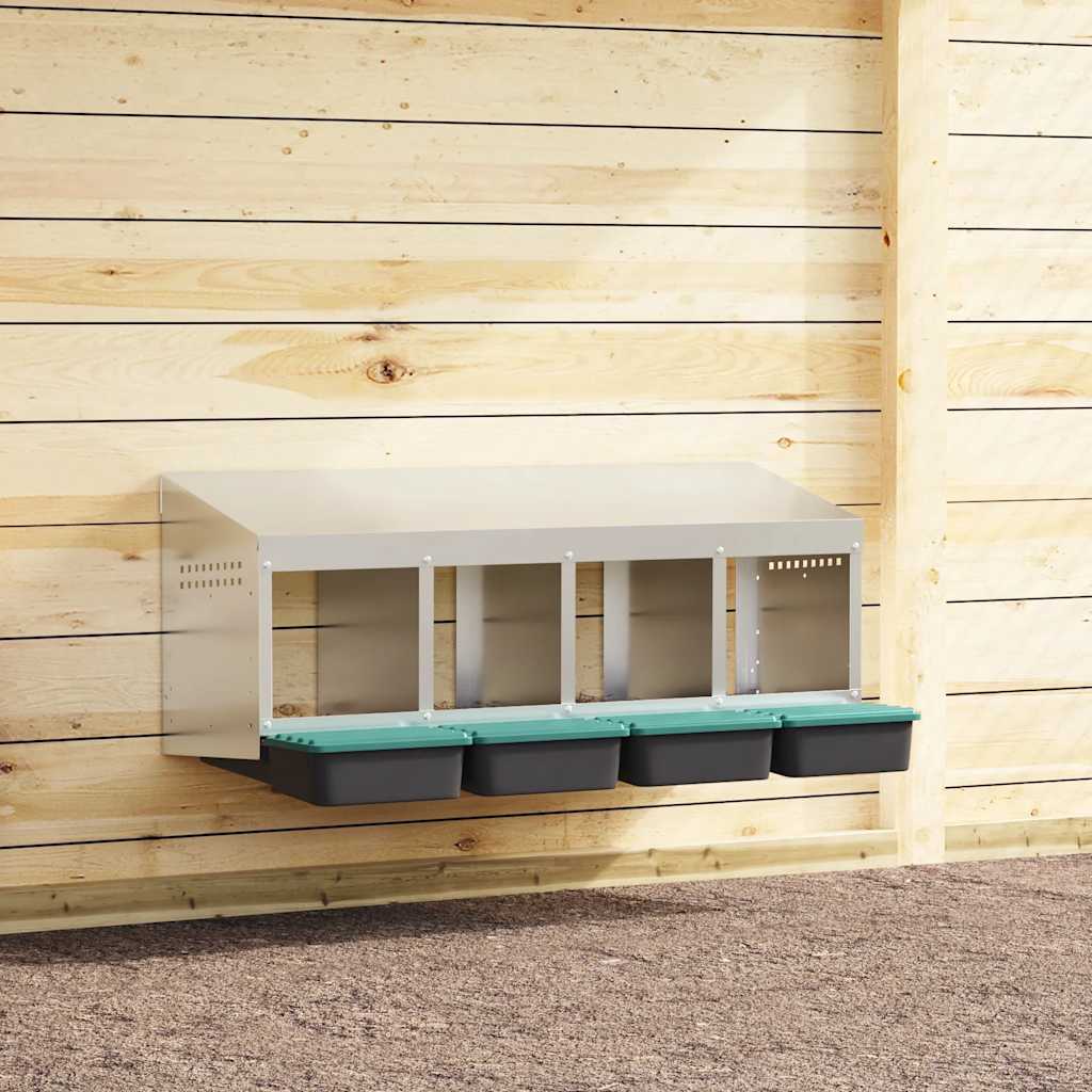 Hühner-Nistkasten 4 Fächer Wandmontage Verzinkter Stahl