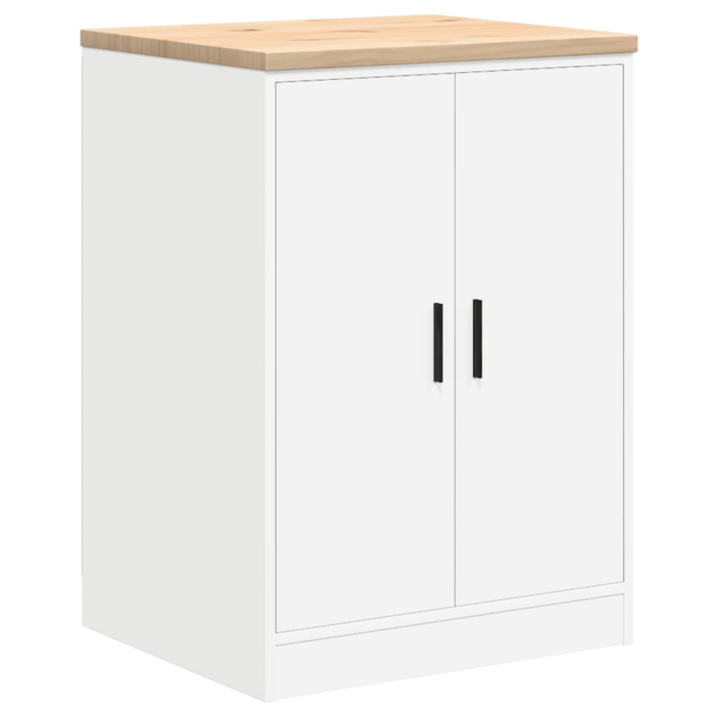 Garagen-Aufbewahrungsschrank Weiß 60x51x85 cm Massivholz Kiefer