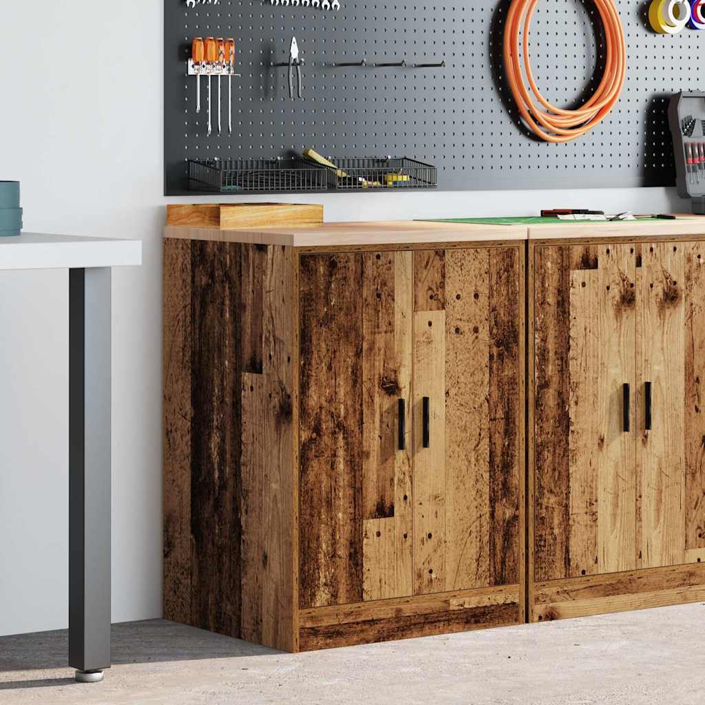 Garagen-Aufbewahrungsschrank Altholz-Optik Massivholz Kiefer