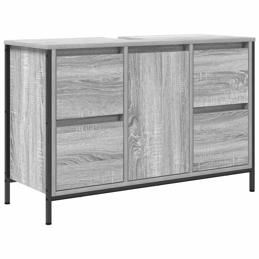 Waschbeckenunterschrank mit Schubladen Grau Sonoma 90x34,5x60cm