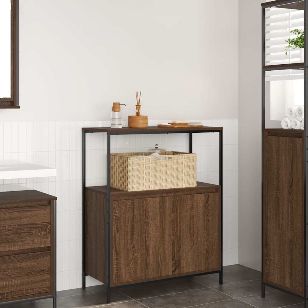 Badschrank mit Regalen Braun Eichen-Optik 76,5x35x95 cm