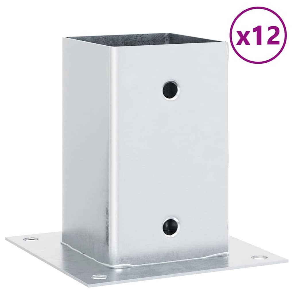 Pfostenträger Quadratisch 12 Stk. Silber 91x91mm Stahl Verzinkt