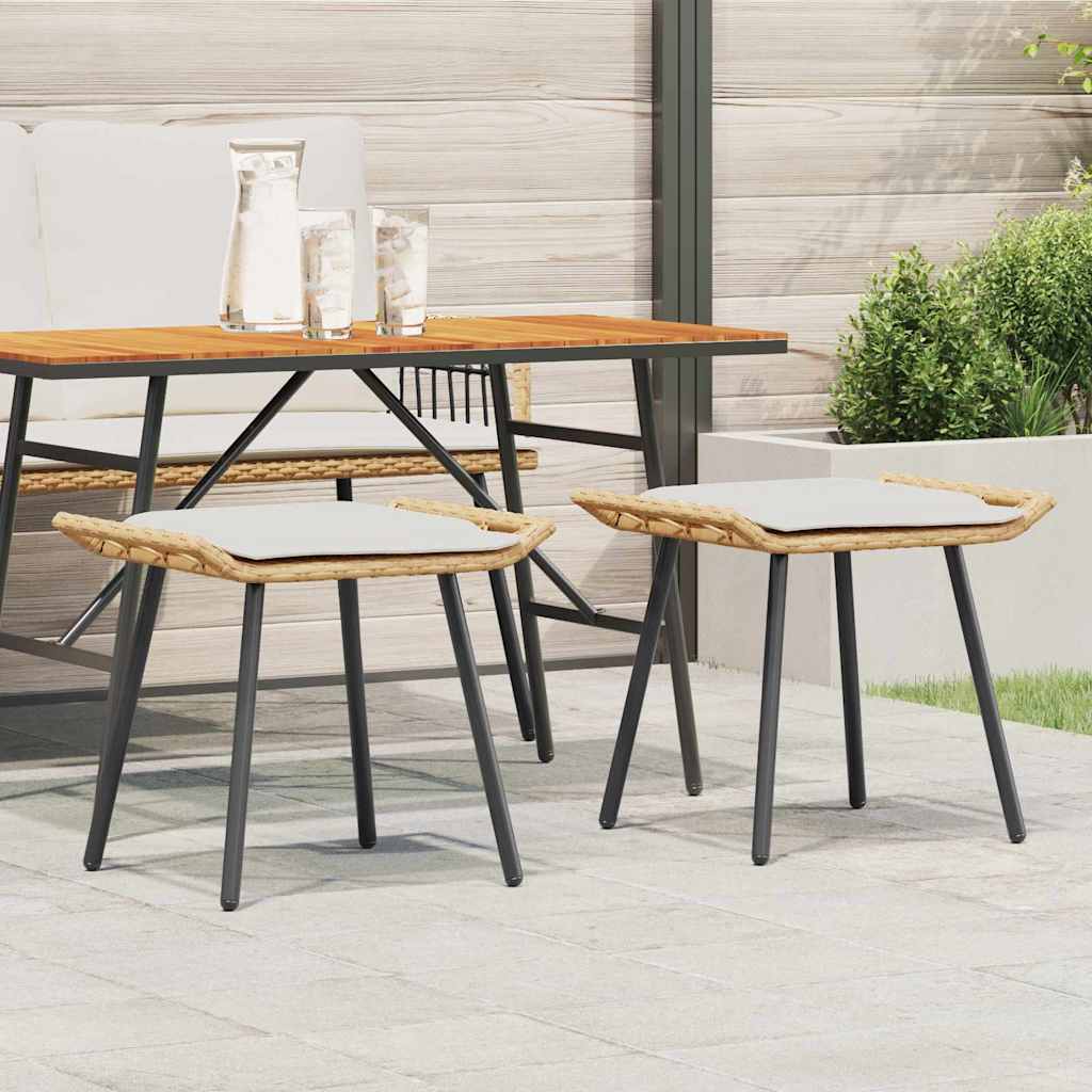 Gartenhocker mit Kissen 2 pcs Braun 50 x 40 x 45cm Polyester