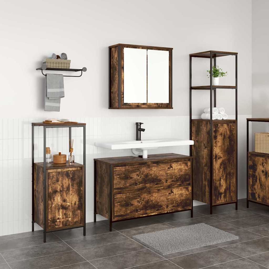 Badezimmermöbel Set 3 pcs Räuchereiche 90 x 34,5 x 60 cm