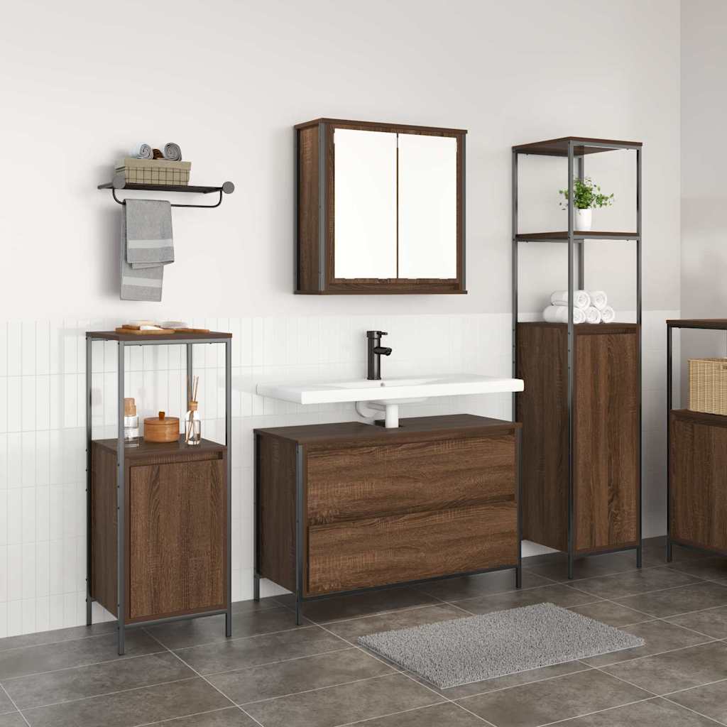 Badezimmermöbel Set 3 pcs Braune Eiche 90 x 34,5 x 60 cm