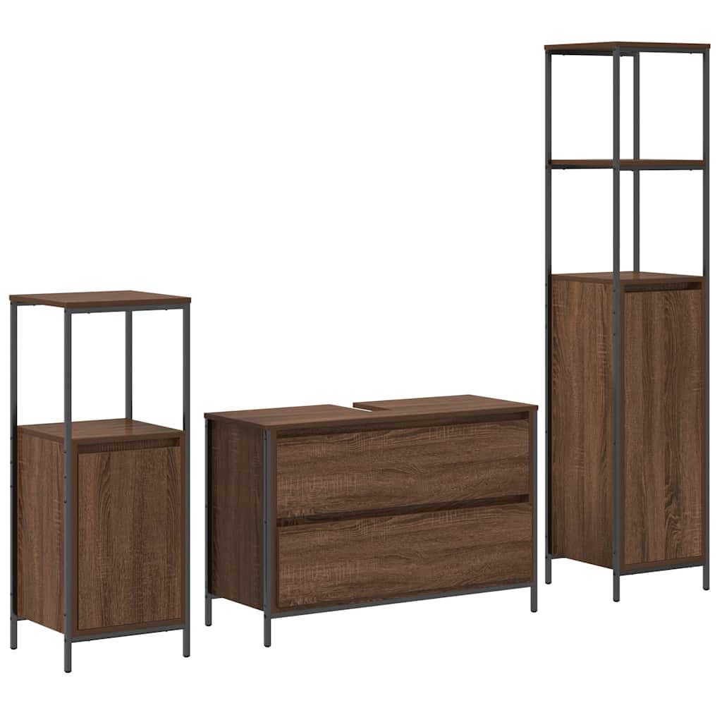 Badezimmermöbel Set 3 pcs Braune Eiche 90 x 34,5 x 60 cm