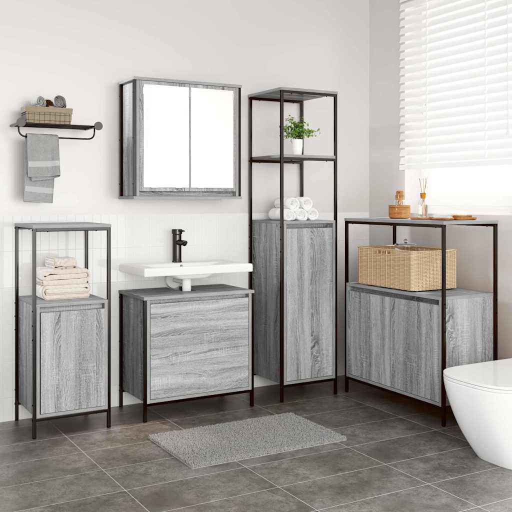 Badezimmermöbel Set 5 pcs Grau 76,5 x 35 x 95 cm Holzwerkstoff
