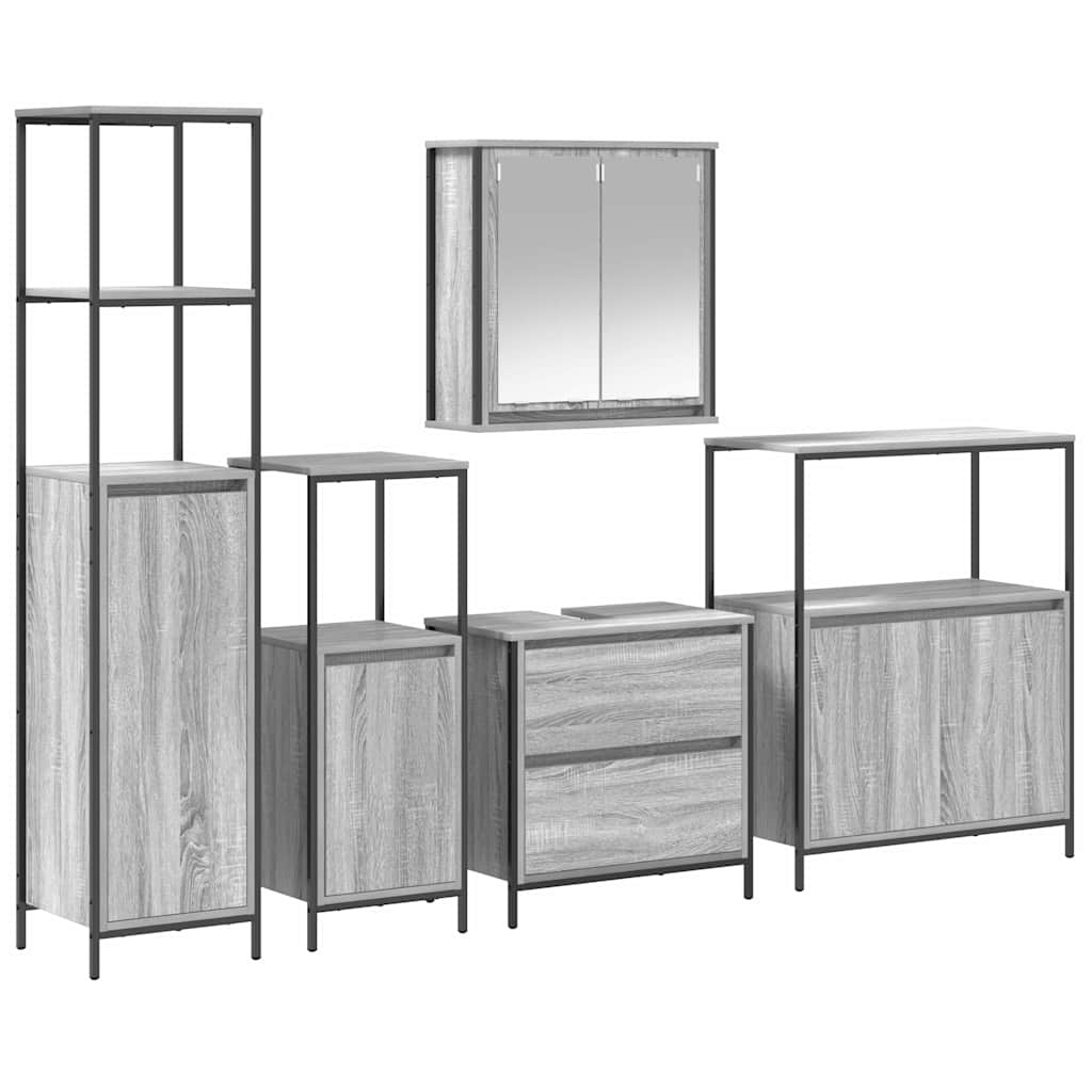 Badezimmermöbel Set 5 pcs Grau 76,5 x 35 x 95 cm Holzwerkstoff