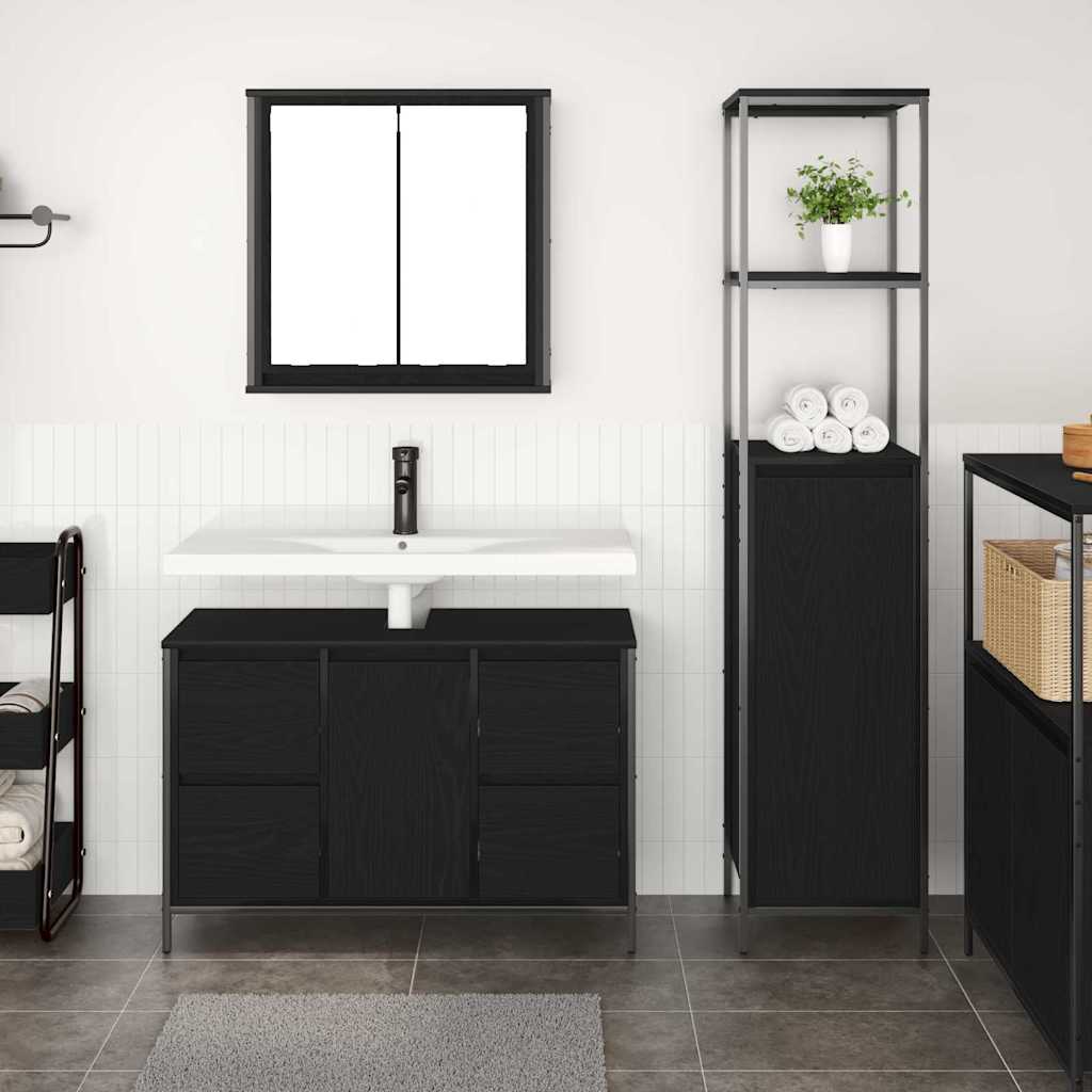 Badezimmermöbel Set 2 pcs Schwarze Eiche 36 x 35 x 165 cm